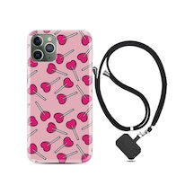 Apple Uyumlu iPhone 12 Pro Kılıf Boyun Askılı Heart Lollipop 1414