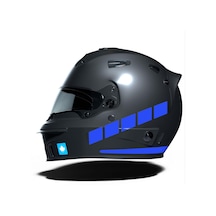 Şerit Tasarımlı Azur Mavi Motosiklet Kask Sticker Çınar Extreme