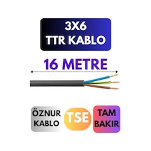 Öznur 3x6 Ttr Kablo Metre Seçenekli Siyah - 16 Metre