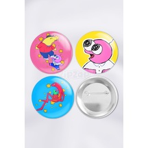 Smiling Friends Anime Animasyon Çanta Süsü Rozet İğneli Buton Rozet Seti 3 Adet Çok Renkli