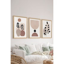 3 Parça Ahşap Çerçeve Görünümlü Mdf Poster Tablo Seti - Set 60 - Mdf3dsohoset60