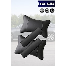Fiat Albea Uyumlu Deri Kemer Koruyucu Set Siyah Deri Yastık Lüks