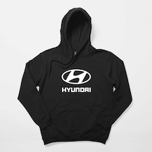 Hyundai White Logo Siyah Kapşonlu Sweatshirt Hoodie