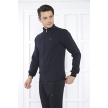 Escetic Erkek Spor Slimfit, Dik Yaka, 4 Cepli, 4 Mevsim Lacivert
