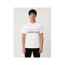 Hzr Wear Erkek Nakış Baskı Detaylı Sıfır Yaka Regular Fit %100 Pamuk Tişört Beyaz