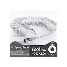 3/6/9/12/15m Pu Hava Kompresörü Hortumu Tüpü Yay Benzeri Hava Hortumu Esnek 6x4mm Transparent 6m-c Fitting