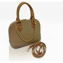 Just Polo Kadın Zincir Detaylı Şık El Ve Omuz Çantası Shoulder Bag Ebat : 25x22 Cm Bej