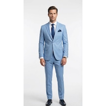 Erkek 3 Parça Slim Fit Takım Elbise Klasik Likralı Kumaş, Tek Düğme, Çift Yırtmaçlı Modern Kesim Ceket Yelek Pantolon Mavi Erkek 3 Parça Slim Fit Takım Elbise Klasik Likralı Kumaş, Tek Düğme, Çift Yırtmaçlı Modern Kesim Ceket Yelek Pantolon Mavi