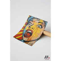 Çığlık Atan Kadın Pop Art, Çerçevesiz Yüksek Kalite Duvar Afişi - Renkli Ev Dekorasyonu