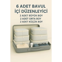 Serstil 6 Parça Bavul Organizer Filesiz Hurç Seti Valiz İçi Düzenleyici Hurç Ve Çanta Takımı - Gri Çizgili