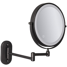 Cbtx Duvara Monte Üç Kat Büyütme Çift Taraflı Led Işıklı Makyaj Aynası Siyah 8''
