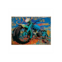 Bedeko Mavi Motosiklet Model Ahşap Tablo 35 Cm X 50 Cm