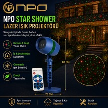 Npo Sh01 Star Shower Kırmızı Yeşil Lazer Işık Projektörü Kumandalı Bahçe Duvar Yıldız Efekti Lacivert