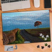 Bulutlu Hava-yol Ve Ağaç Manzara 240 Parça Puzzle Yapboz Tablo-105