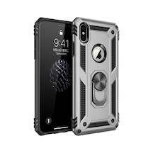 Apple iPhone Uyumlu X Kılıf Sofya Yüzüklü Silikon Kapak - Gümüş Bzsxx00 1