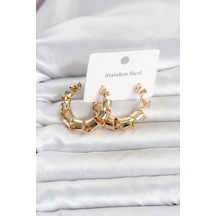 316l Çelik Gold Renk Spiral Halka Kadın Küpe - Çok Renkli