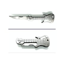Omeniv Mini Gitar Kamp Çakı Kamp Bıçak Çelik Elektrogitar Anahtarlık Kolye Gümüş