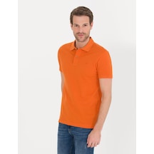 Pierre Cardin Turuncu Slim Fit %100 Pamuk Düğmeli Polo Yaka Basic Tişört