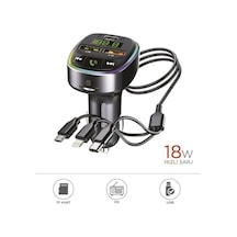 G15 Fm Transmitter Araç Şarj Cihazı 18w Hızlı Şarj - Usb/type-c/tf Kart Destekli