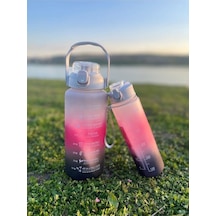 2 Li Motivasyonel Su Matarası Su Şişesi 2 Lt Ve 900 Ml Yavrulu Spor Salon Şişesi Çok Renkli