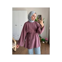 Unika Boutique Kadın Trend Balon Kol Tunik Modal Kumaş Dokusu Yumuşacık 38 40 42 44 Beden Arası Standar Beden Bordo