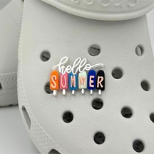 Crocs Terlik Süsü Ve Aksesuarı , Çanta Süsü Jibbitz 3d Hello Summer 06 Logo Aksesuar Turuncu-pembe-beyaz-mint-siyah-laci-pudra