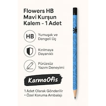 Flowers Hb Mavi Kurşun Kalem 1 Adet Çiçek Desenli Hb Uç Mavi