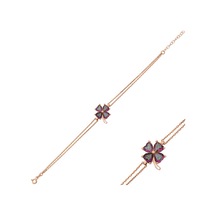 Gümüş Rose Mistik Topaz Yonca Bileklik Gümüş Gümüş