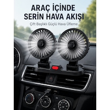 Ayarlanabilir Çift Başlıklı Sessiz Araç İçi Vantilatör - Lisinya St