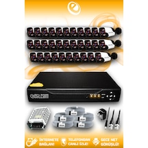 Elitcam 32 Kameralı Panda 32 Dış Kamera Set HDD'siz Full HD Gece Görüşlü Güvenlik Kamerası Sistemi