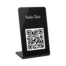 Meo 10'lu Paket - Kodu Okut Standı - Qr Kodlu Masaüstü Pleksi Stand Siyah
