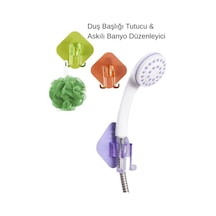 Duş Başlığı Tutucu Askılı Kendinden Yapışkanlı Banyo Kancalı Askılık Organizer Çok Renkli Plastik Diğer