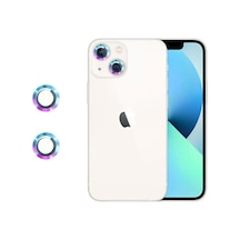 Binano Metal Ring Apple Uyumlu iPhone 13/13 Mini Gökkuşağı Kamera Koruyucu
