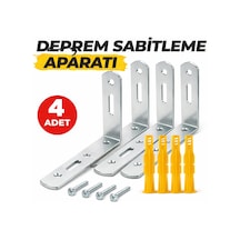 Deprem Sabitleme Aparatı, Metal Mobilya Duvar Sabitleyici, Dolap Devrilme Önleyici, 20x70x120 Mm, 4 Adet, Vida Ve Dübel Dahil Gümüş / Krom