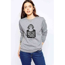 Peaky Blinders Tommy Shelby Dont Baskılı Gri Kadın Sweatshirt