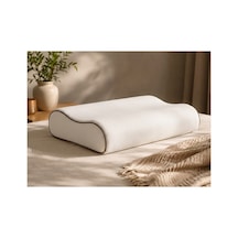 %100 Doğal Lateks Ortopedik Yastık Boyun Destekli Ergonomik Uyku Yastığı Pamuklu Kılıf 40x60x12/9 Cm