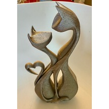 Hediyelik Kedi Figürü 15 Cm Doğal Malzemeli Modern Masaüstü Dekoru 15cm