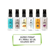 Rebul Aqua + Bouquet + Dark Spice + Ice + Lavanta + Mandarine Sprey Kolonya 6 x 50 ML