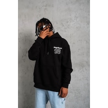 98 Baskılı Kapşonlu Sweat - Siyah -