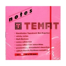 Temat 10612 Yapışkanlı Not Kağıdı 75X75 80 Yaprak Fosforlu Pembe