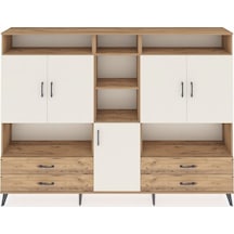 Arges Dolap 12 Raflı 4 Çekmeceli 5 Kapaklı 220x30x163 Çam-aytaşı/çam Aytası/atlas Çam - Atlas Çam