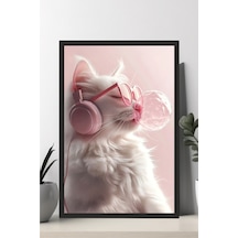 Kedi Tasarımlı Çerçeve Görünümlü Mdf Tablo Çok Renkli - 713607493 Çok Renkli