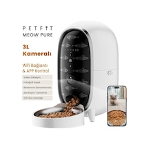 Petfit Meow Pure 3l Wi-fi Kameralı Akıllı Otomatik Kedi Köpek Mama Kabı Besleme Ünitesi Sesli Komut+çelik Kase+app Kontrol