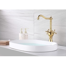 İsaoğlu Yapı Gold Çanak Lavabo Bataryası Altın Çanak Lavabo Musluğu Vintage Model Lavabo Armatürü Gold