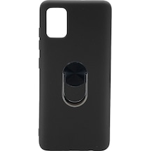 Nettech Samsung Galaxy A41 Uyumlu Leather Ring Nano Arka Koruma Kılıf - Lacivert Lacivert
