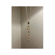 Renkli Taş Kolye Gold