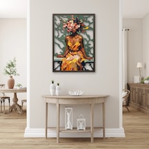 Çiçek Saçlı Altın Elbiseli Kadın - Metal Tablo - Dec0387 58 X 80 Cm Çok Renkli