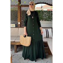 Rabia Şamlı Süreyya Gömlek Elbise Zümrüt Normal