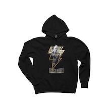 Black Adam Logo Siyah Fermuarlı Kapşonlu Siyah