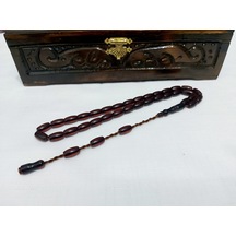 Çubuk Malzemeden Yapılma Fıçı Kesim Sıkma Kehribar Tesbih7.5x12.5